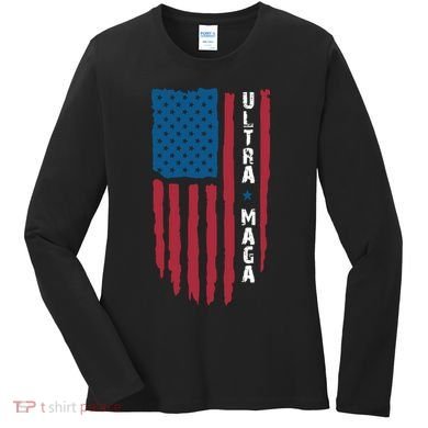 American Flag Ultra Mega Retro Mega King Women's Long Sleeve Shirt