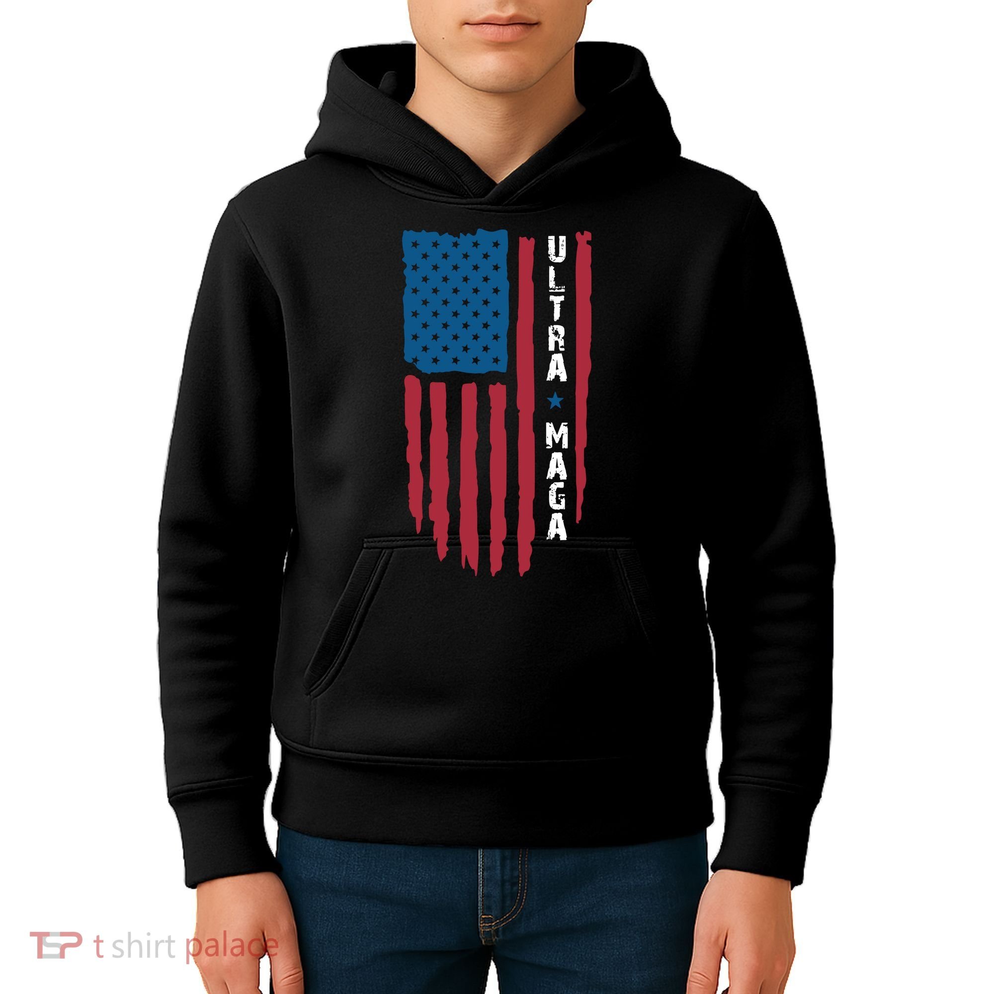 American Flag Ultra Mega Retro Mega King Kids Hoodie