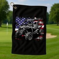 American Flag Utv Side By Side  Golf Towel thumb 1