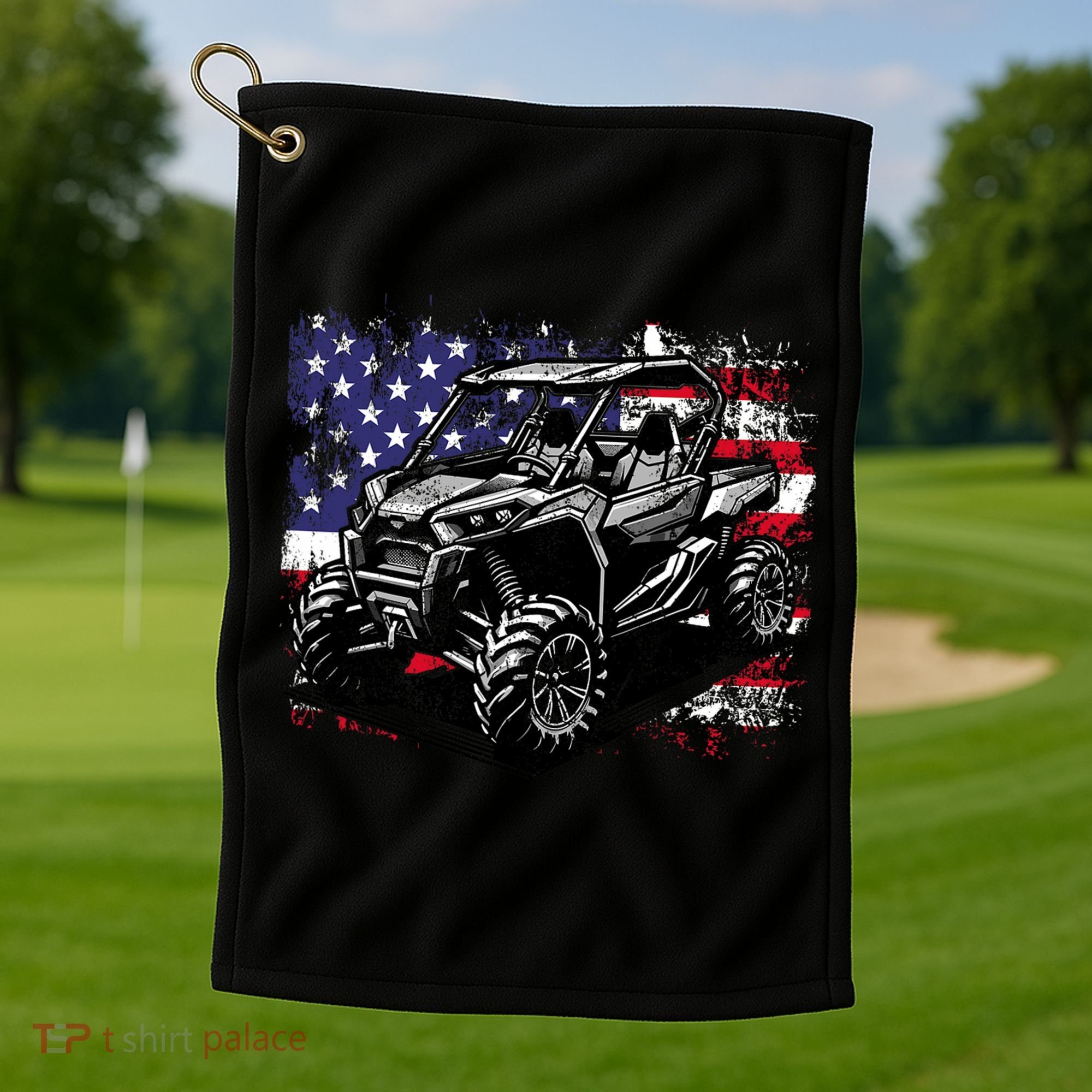 American Flag Utv Side By Side  Golf Towel