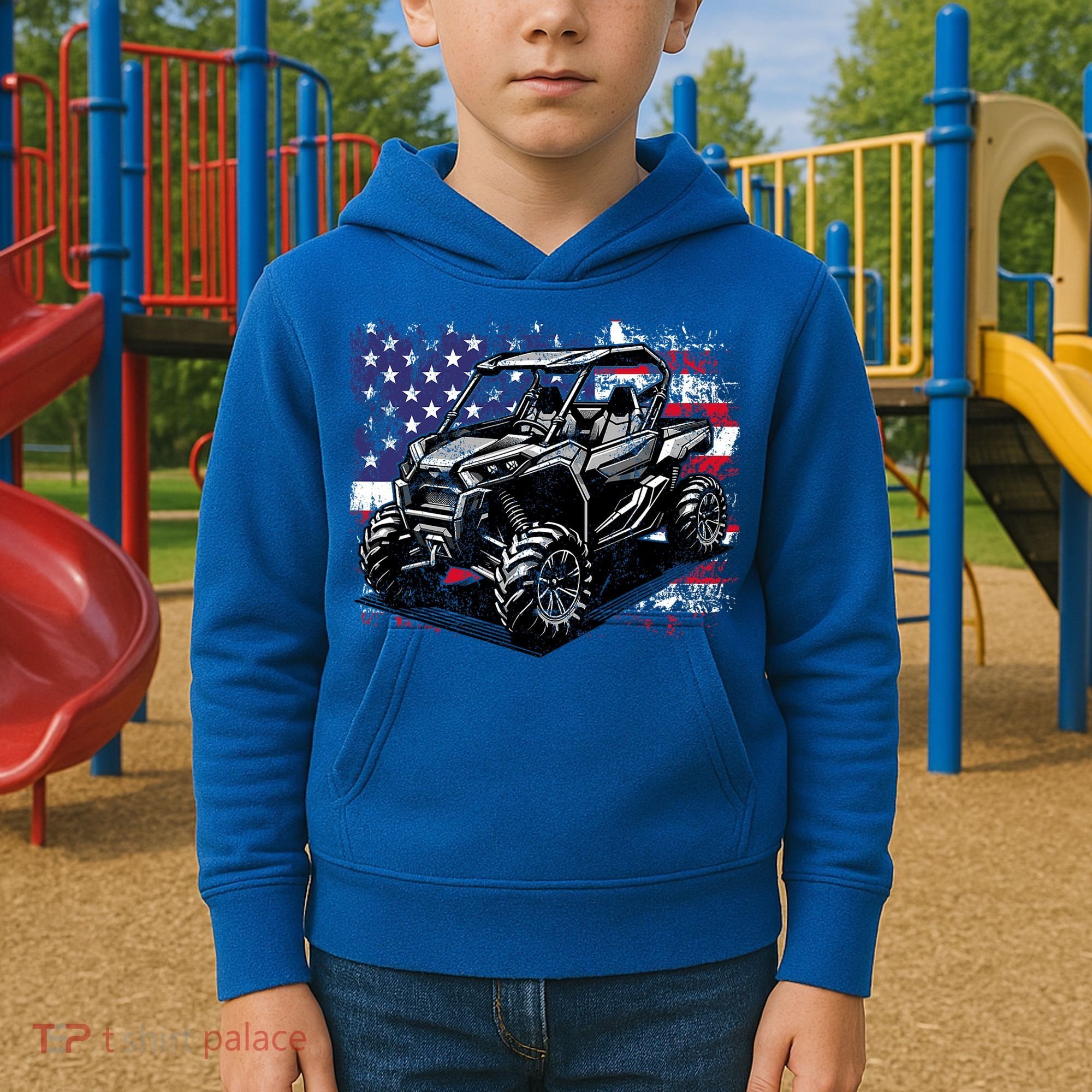 American Flag Utv Side By Side  Kids Hoodie