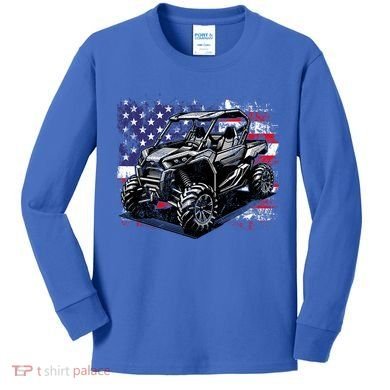 American Flag Utv Side By Side  Kids Long Sleeve Shirt