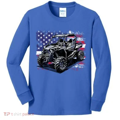 American Flag Utv Side By Side Kids Long Sleeve Shirt