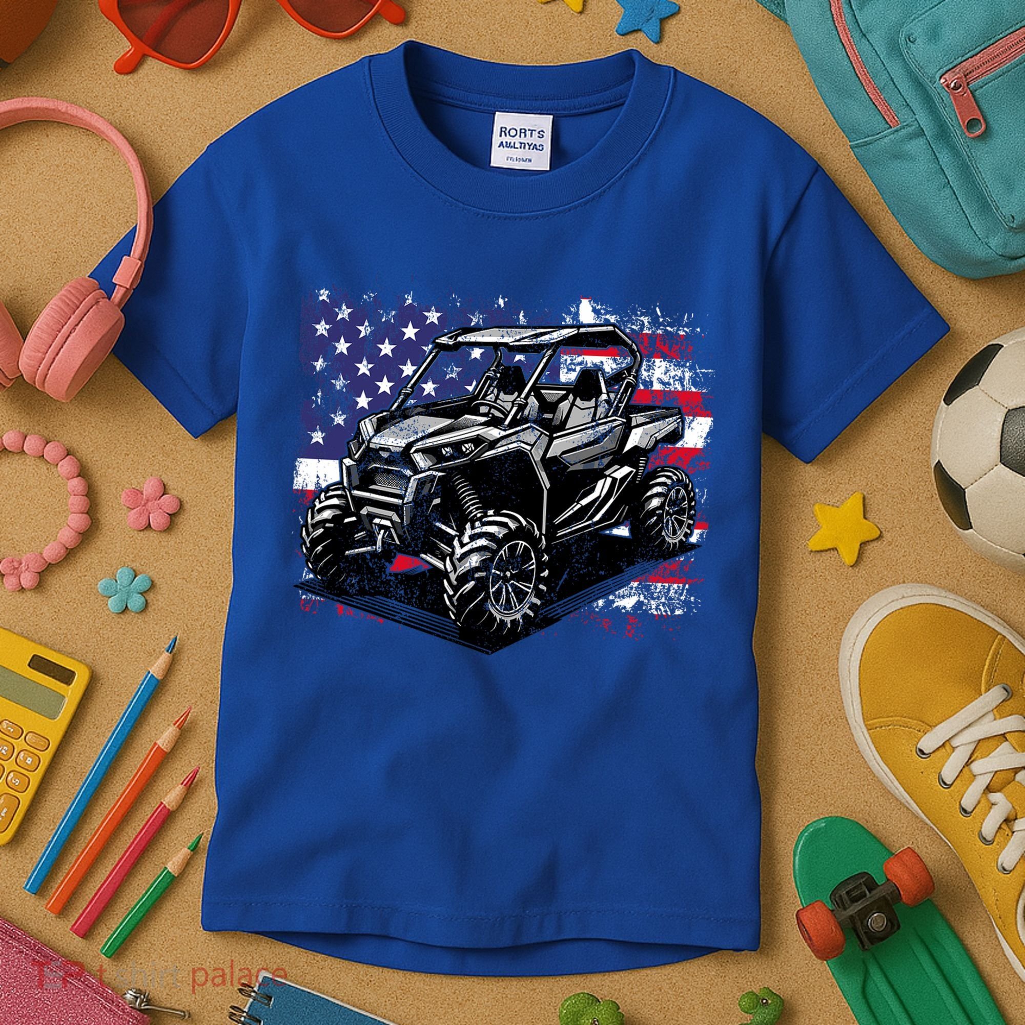 American Flag Utv Side By Side  Kids T-Shirt