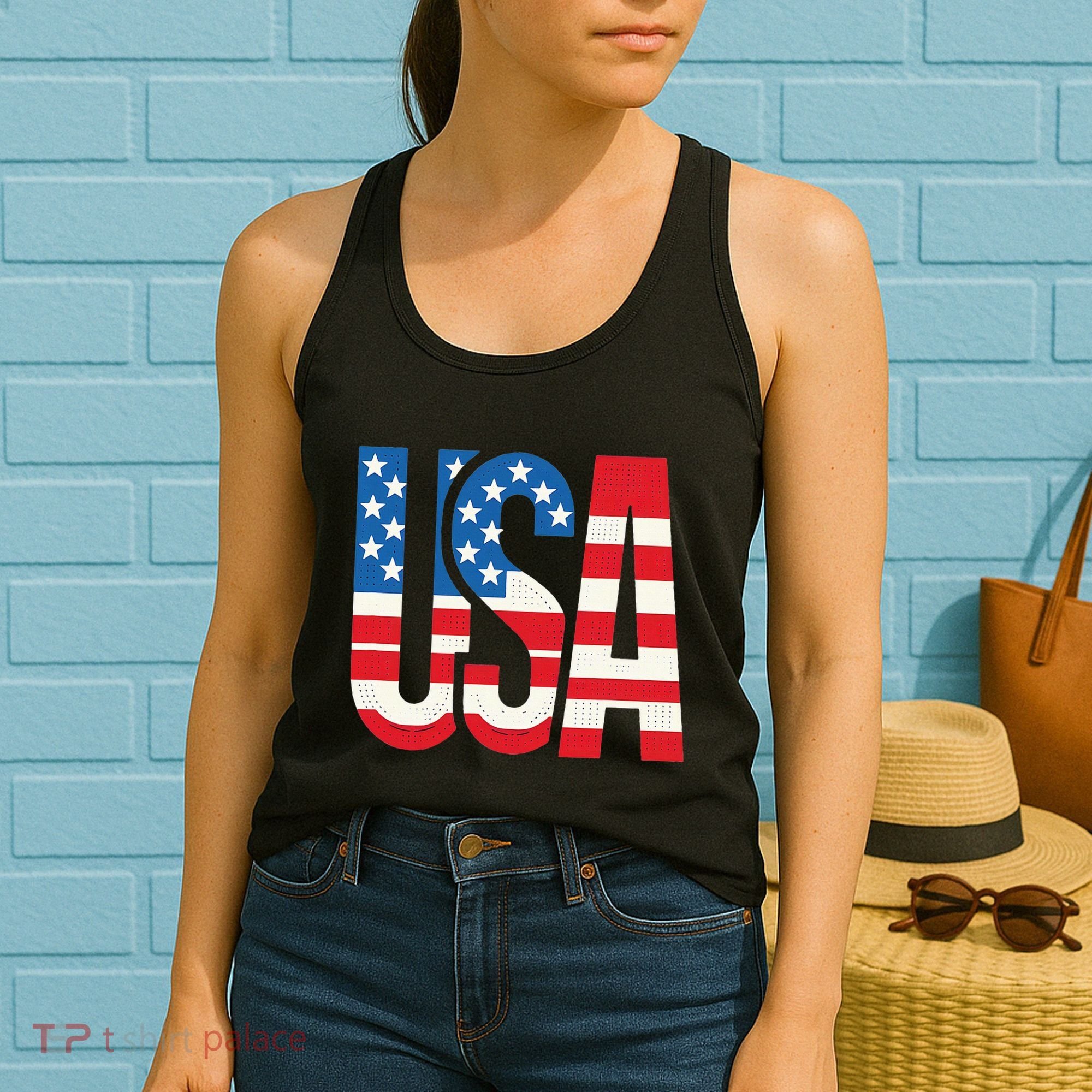 American Flag Usa Patriotic Us 4th Of July Women's Tank Top