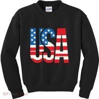 American Flag Usa Patriotic Us 4th Of July Kids Sweatshirt thumb 0