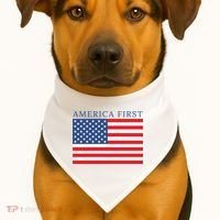 America First USA Flag USA-Made Doggie Bandana thumb 1