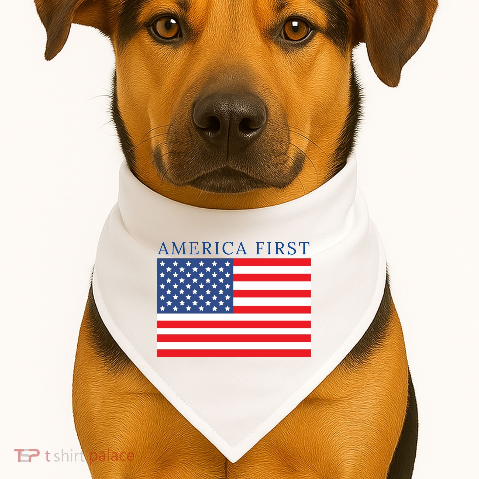 America First USA Flag USA-Made Doggie Bandana