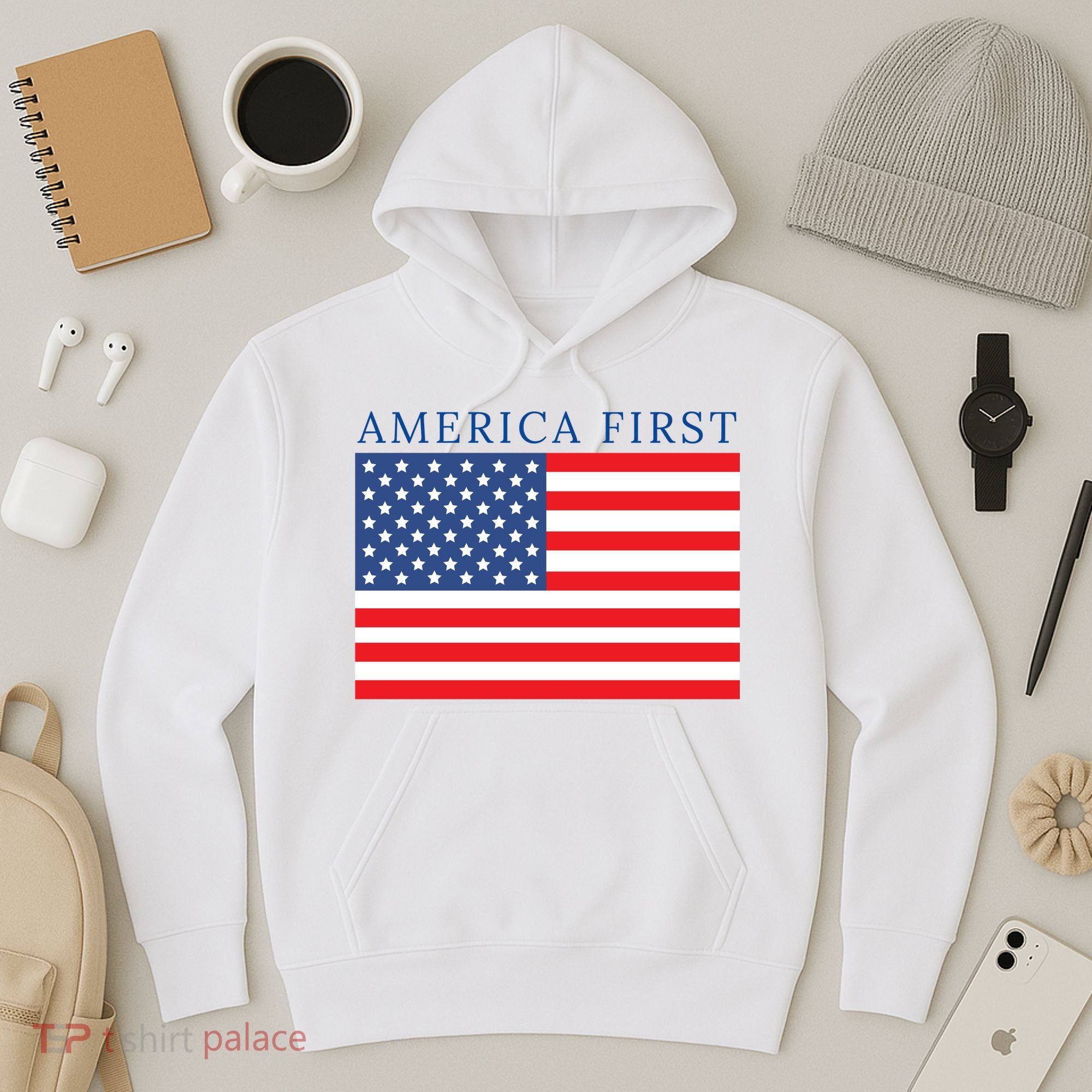 America First USA Flag Hoodie