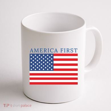 America First USA Flag Coffee Mug back