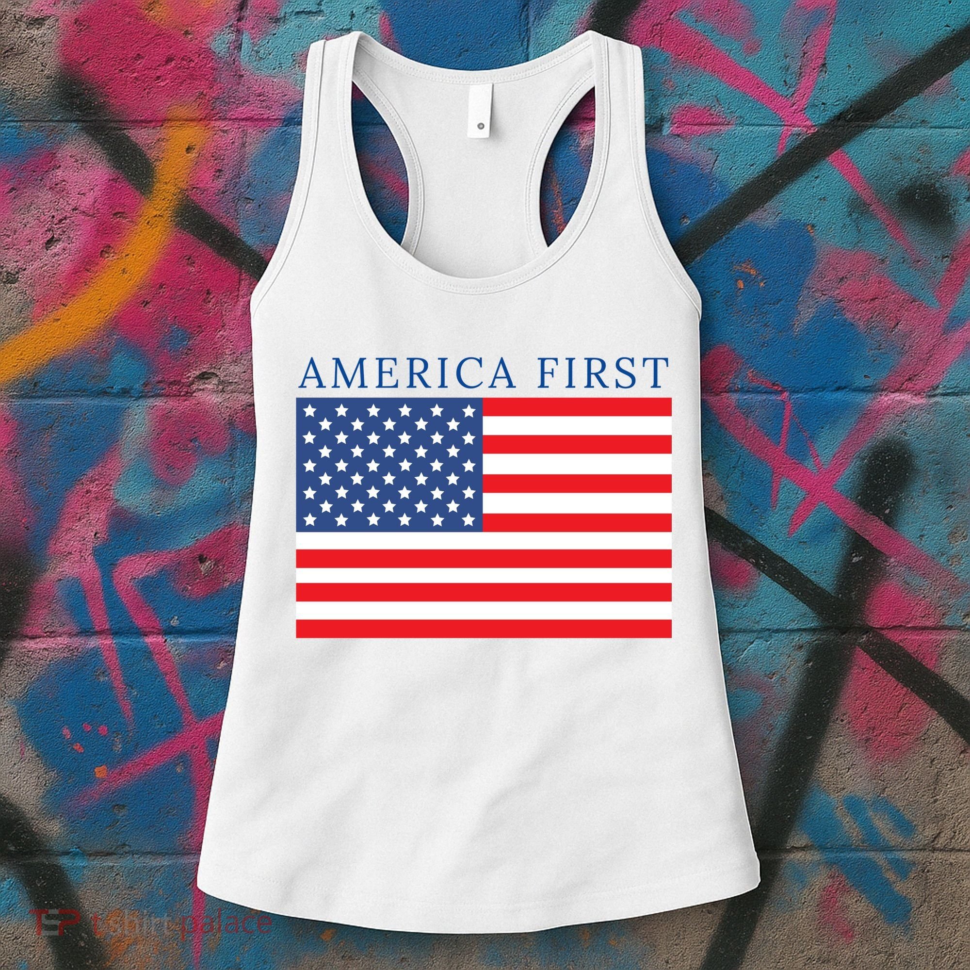 America First USA Flag Women's Tank Top