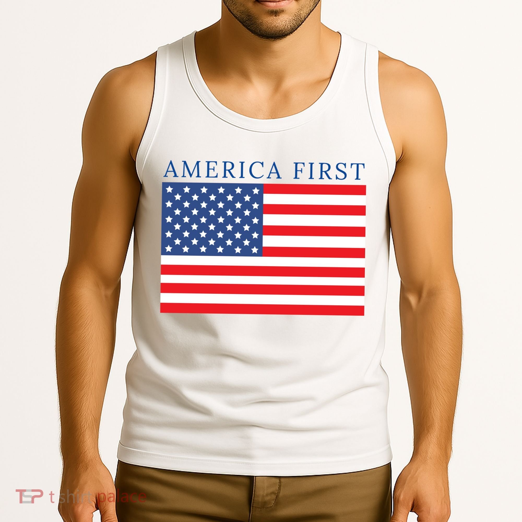 America First USA Flag Tank Top