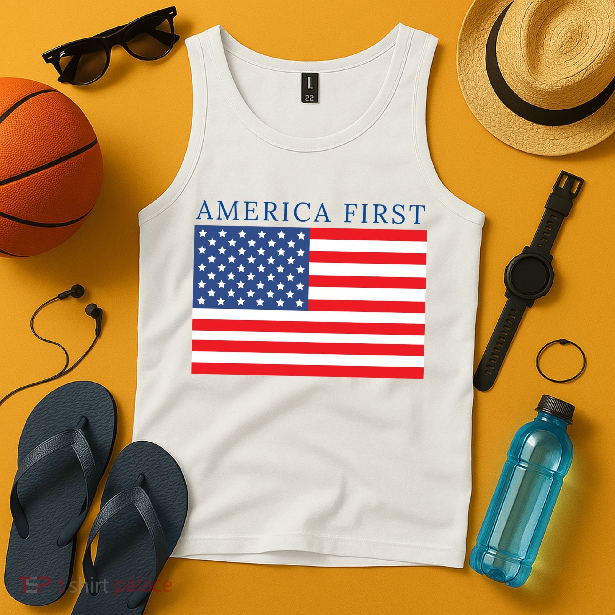 America First USA Flag Tank Top
