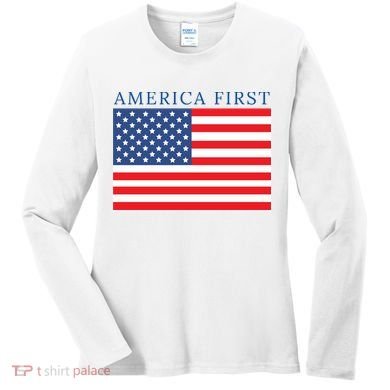 America First USA Flag Women's Long Sleeve Shirt