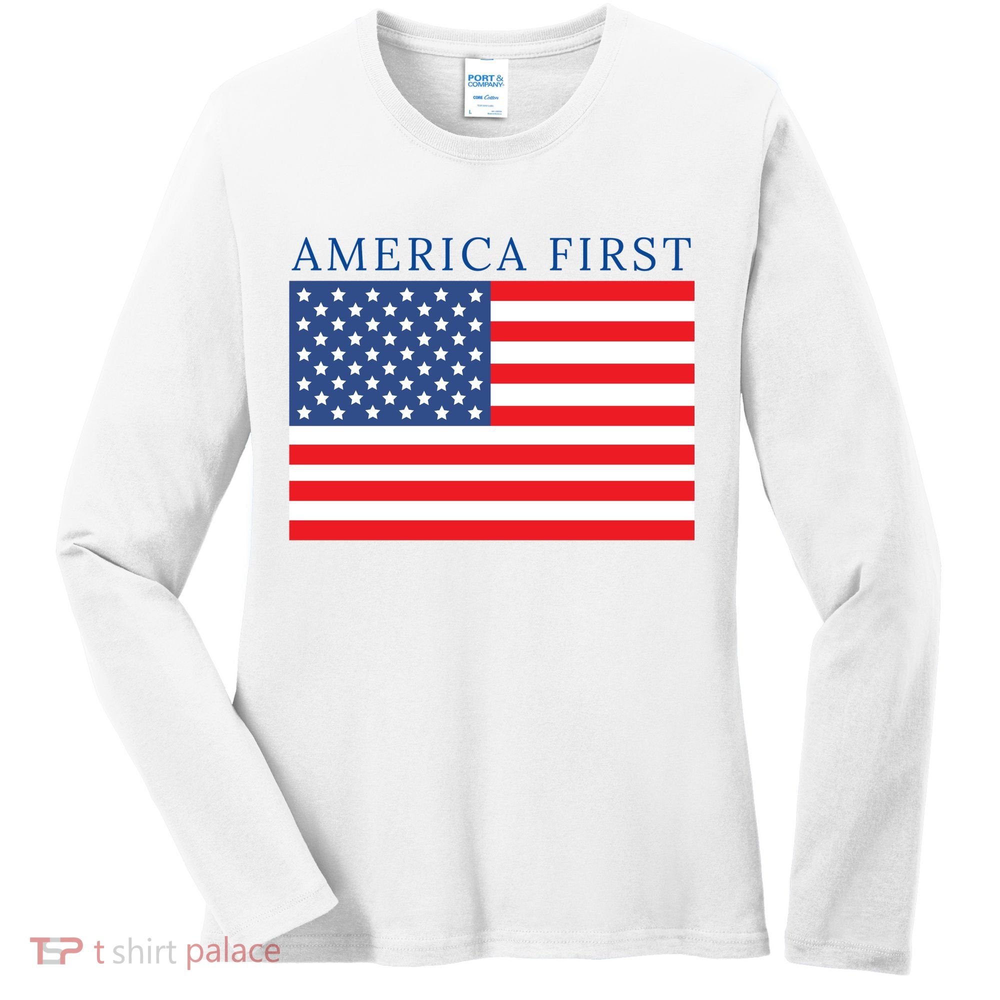 America First USA Flag Women's Long Sleeve Shirt