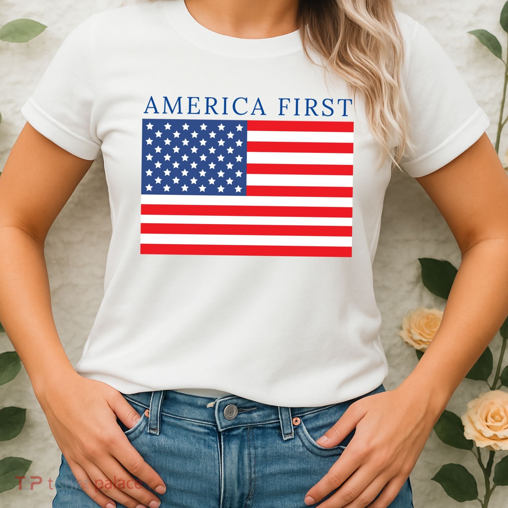 America First USA Flag Women's T-Shirt