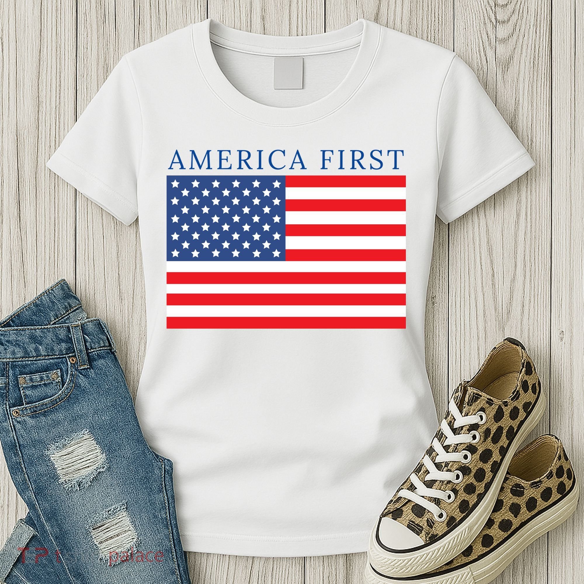 America First USA Flag Women's T-Shirt