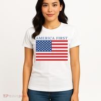 America First USA Flag Women's T-Shirt thumb 4