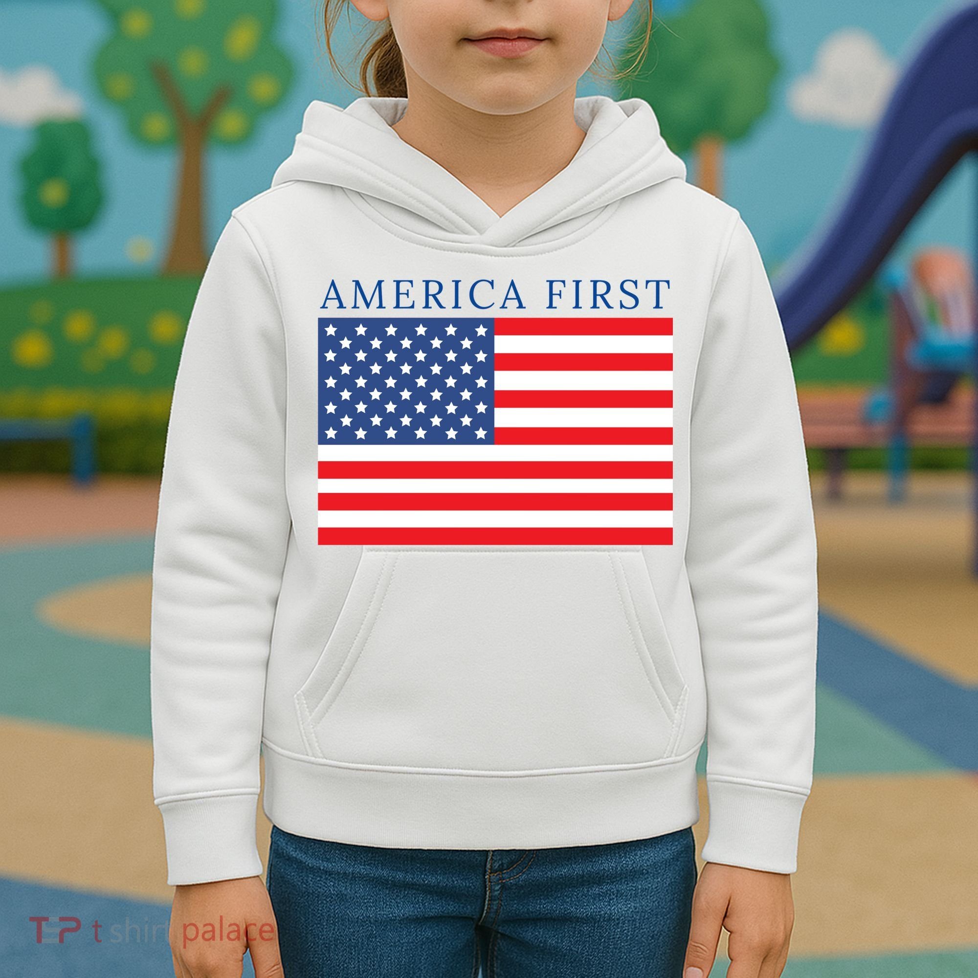 America First USA Flag Kids Hoodie