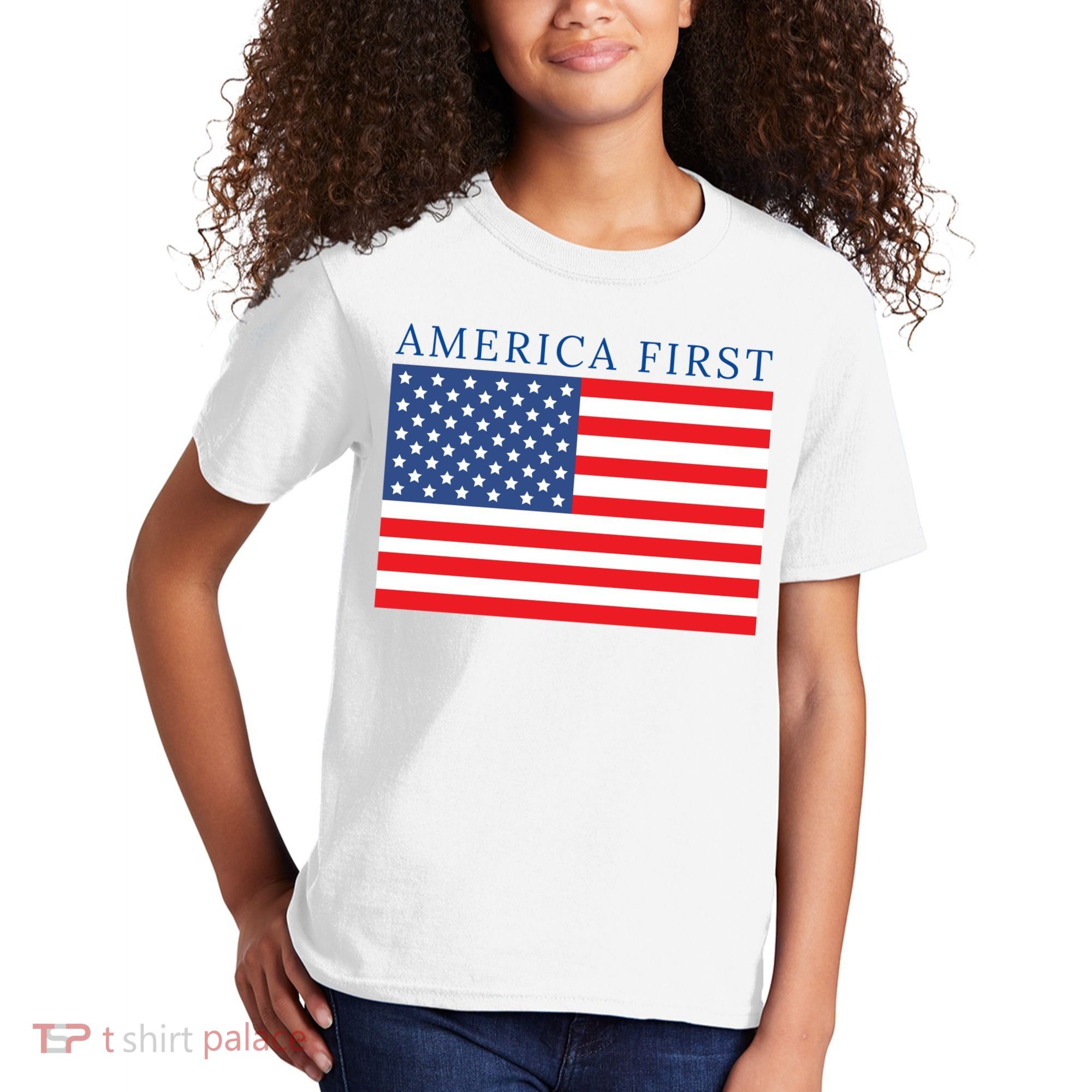 America First USA Flag Kids T-Shirt