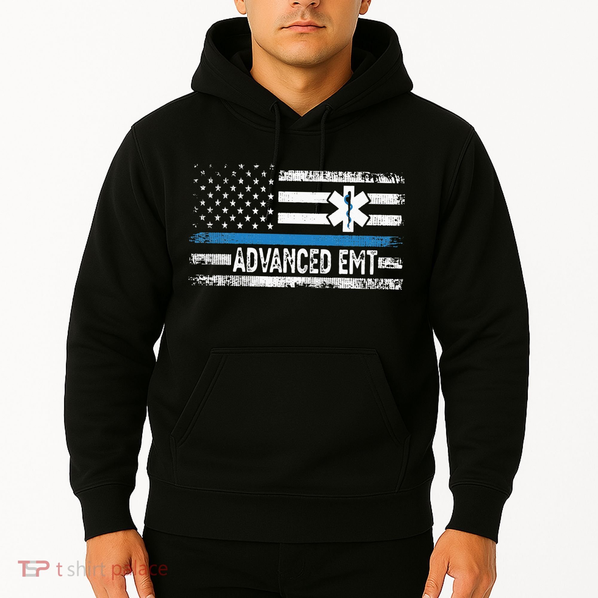 American Flag USA Advanced EMT AEMT Medical Technician Hoodie