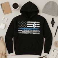 American Flag USA Advanced EMT AEMT Medical Technician Hoodie thumb 3