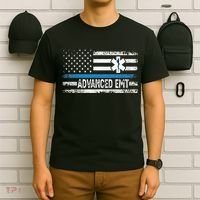 American Flag USA Advanced EMT AEMT Medical Technician T-Shirt thumb 6