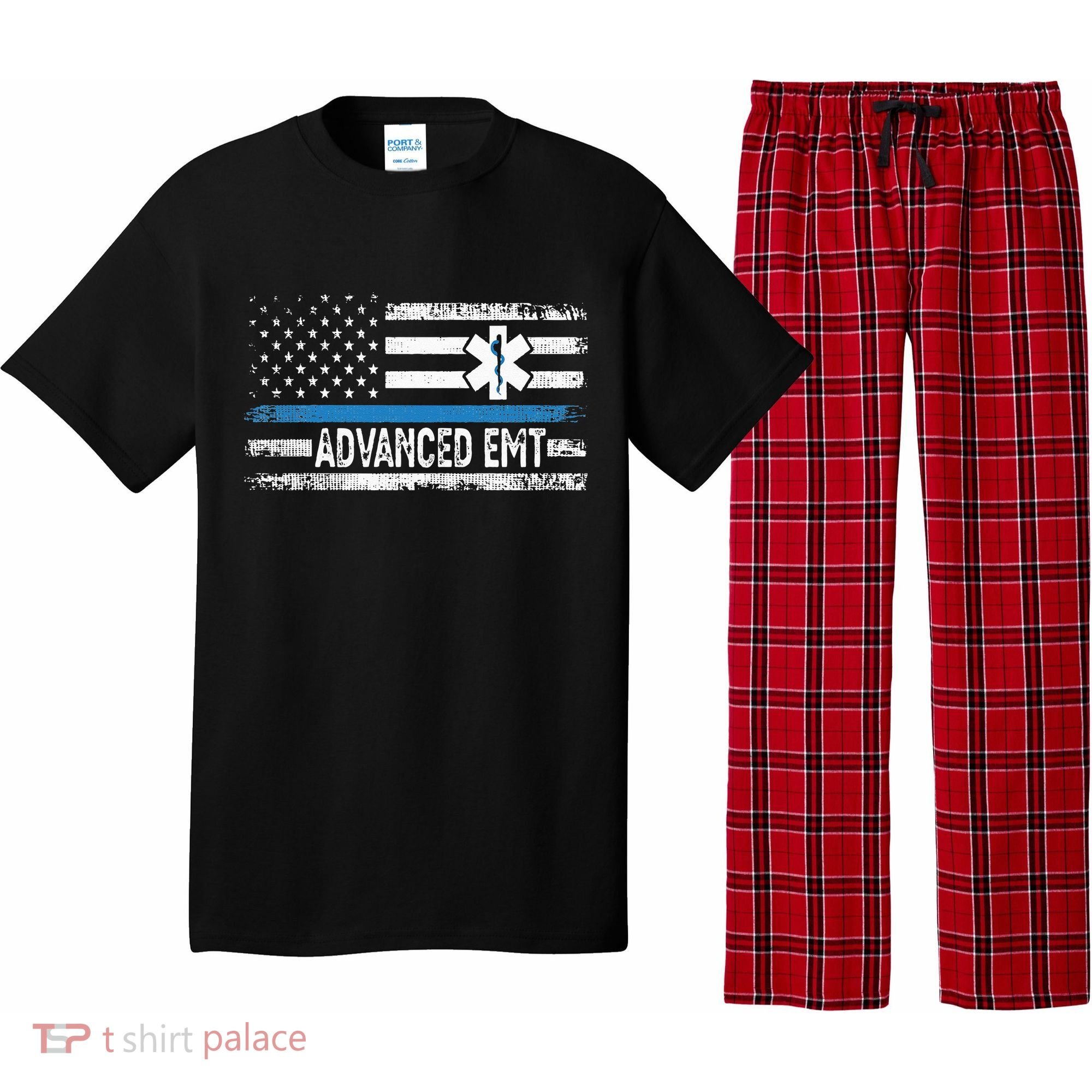 American Flag USA Advanced EMT AEMT Medical Technician Pajama Set