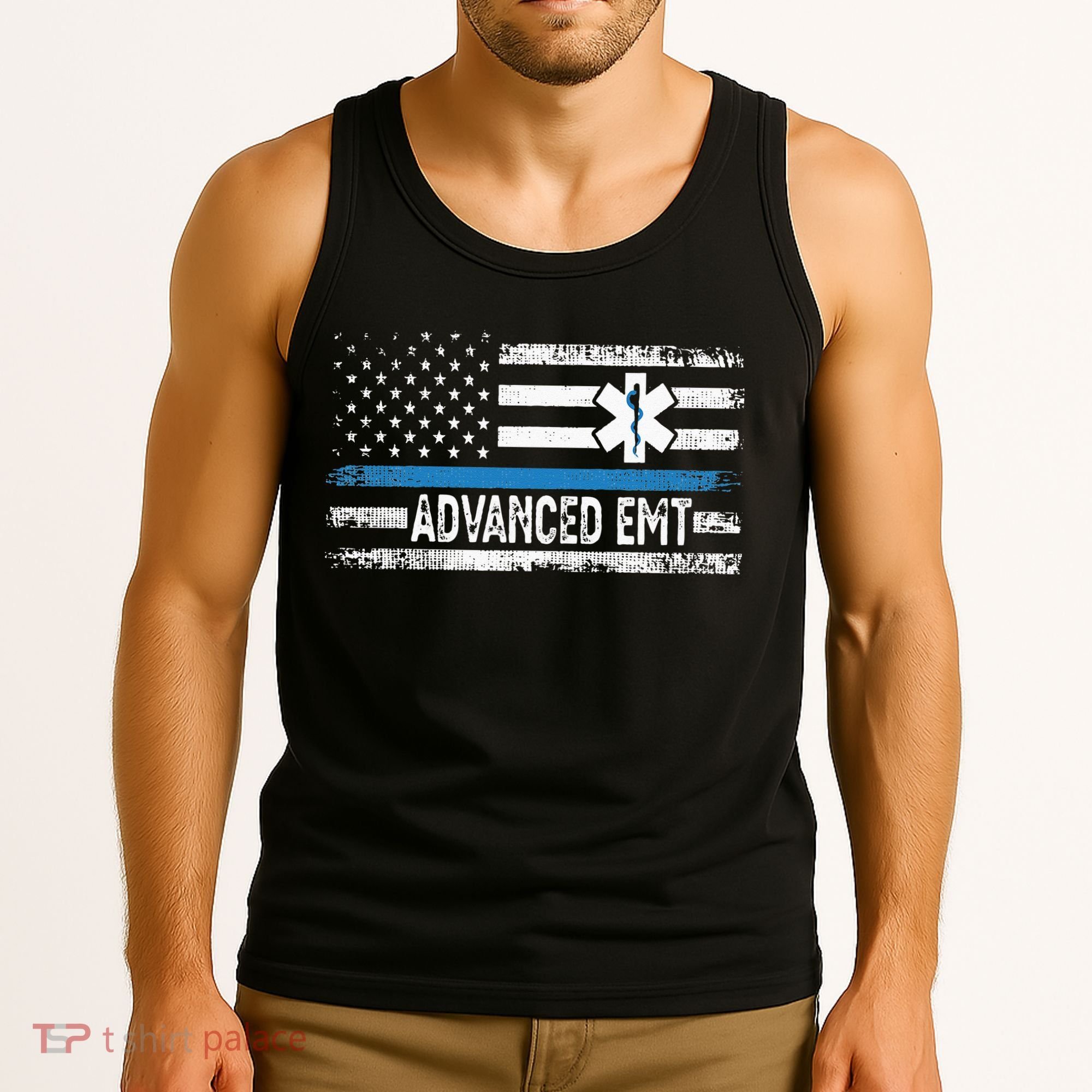 American Flag USA Advanced EMT AEMT Medical Technician Tank Top