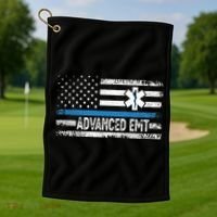 American Flag USA Advanced EMT AEMT Medical Technician Golf Towel thumb 1
