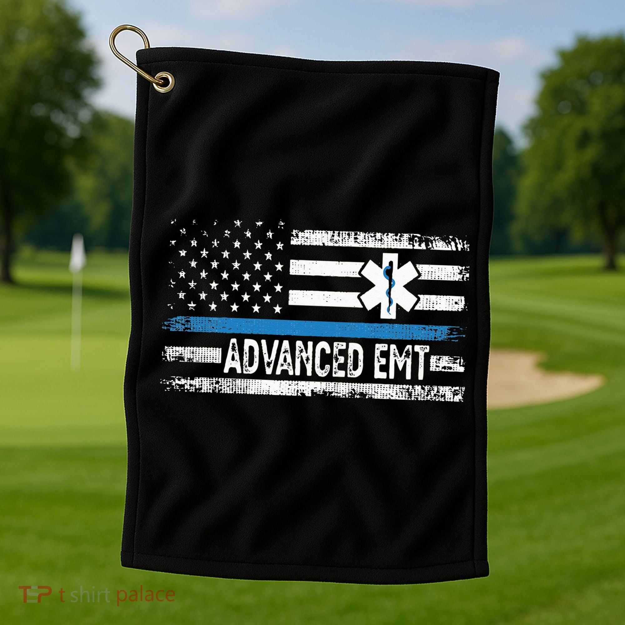 American Flag USA Advanced EMT AEMT Medical Technician Golf Towel