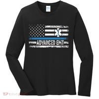 American Flag USA Advanced EMT AEMT Medical Technician Women's Long Sleeve Shirt thumb 0