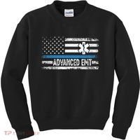 American Flag USA Advanced EMT AEMT Medical Technician Kids Sweatshirt thumb 0