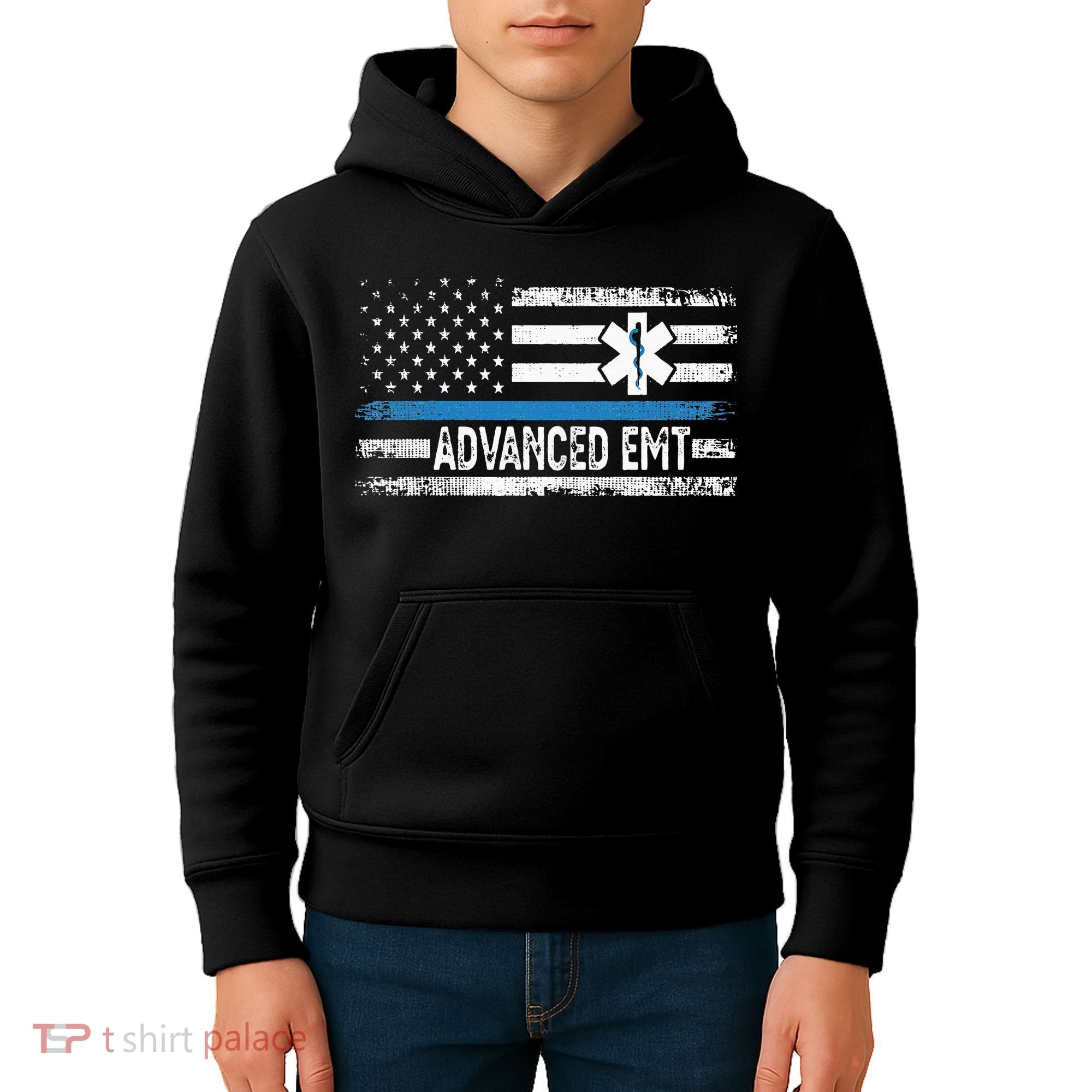 American Flag USA Advanced EMT AEMT Medical Technician Kids Hoodie