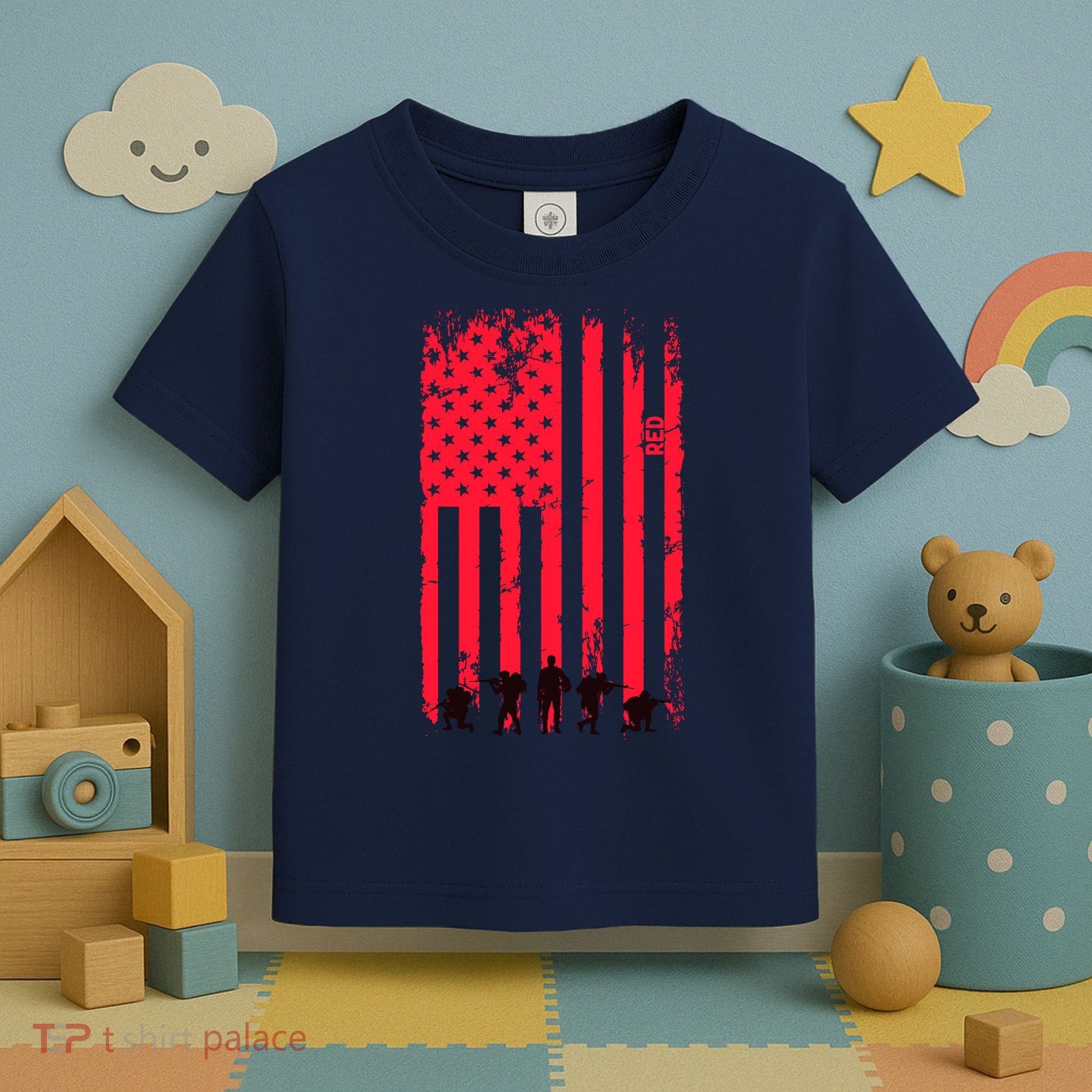 American Flag Us Veteran Toddler T-Shirt