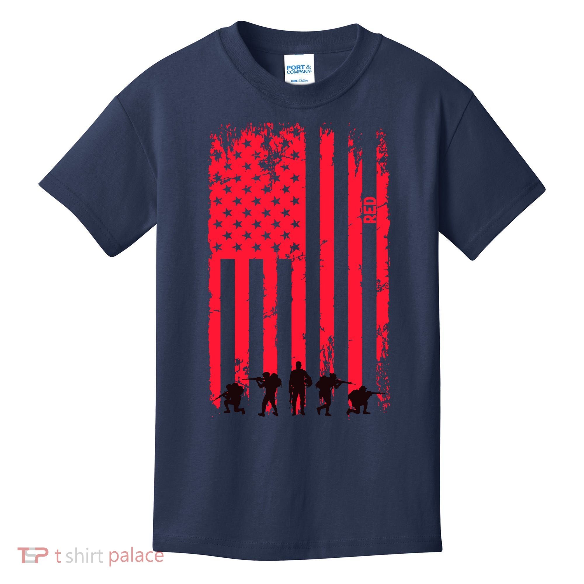 American Flag Us Veteran Kids T-Shirt