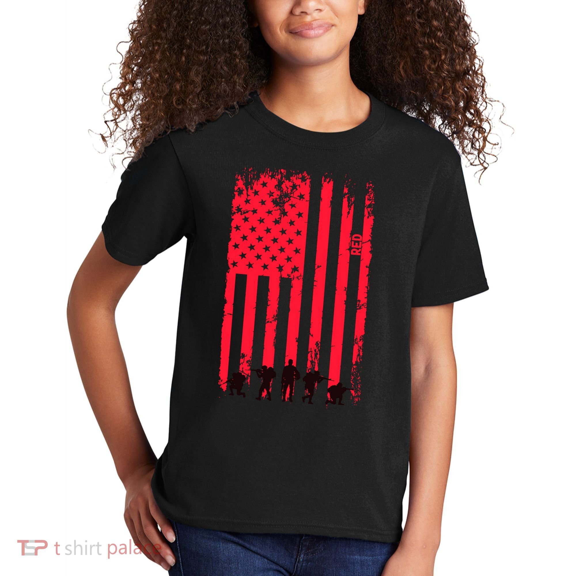 American Flag Us Veteran Kids T-Shirt