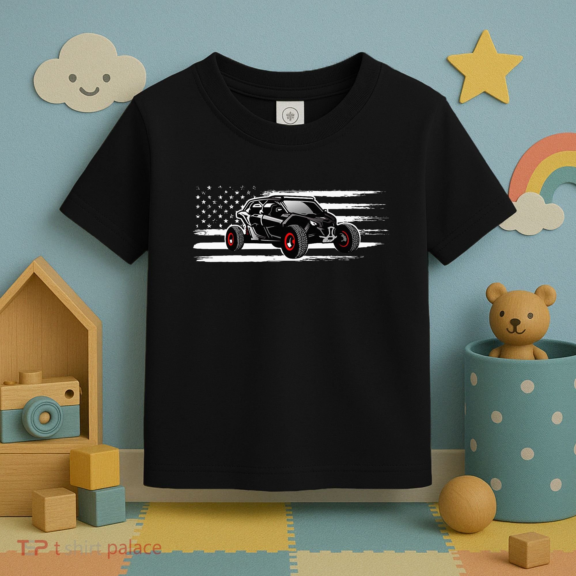 American Flag Utv Side By Side Sxs Off Road Toddler T-Shirt