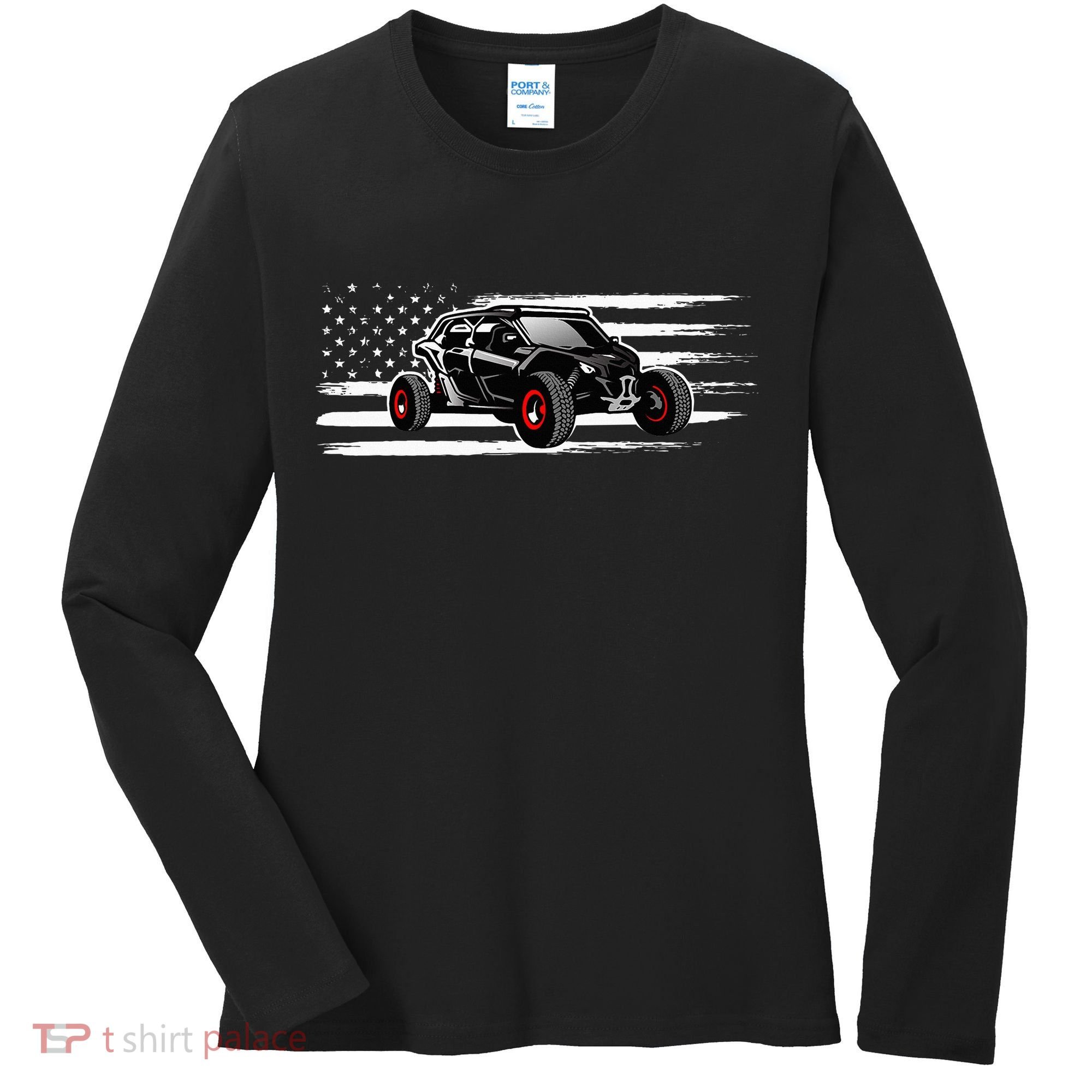 American Flag Utv Side By Side Sxs Off Road Women's Long Sleeve Shirt