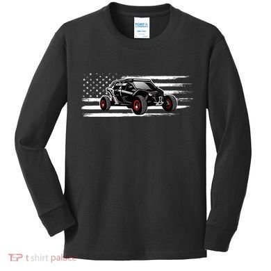American Flag Utv Side By Side Sxs Off Road Kids Long Sleeve Shirt
