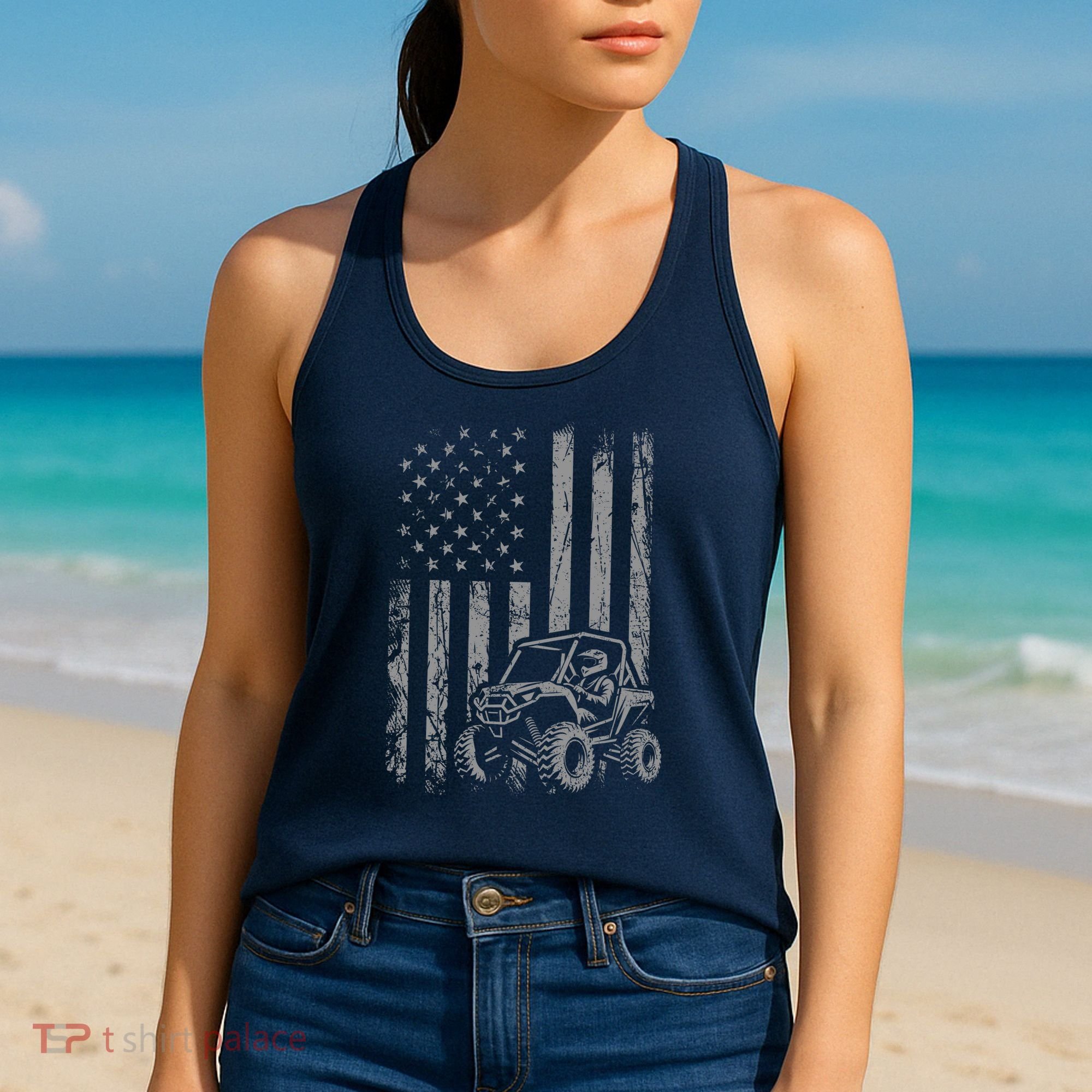 American Flag UTV Side By Side SXS Off Road Women's Tank Top
