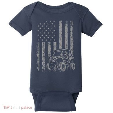 American Flag UTV Side By Side SXS Off Road Baby Bodysuit