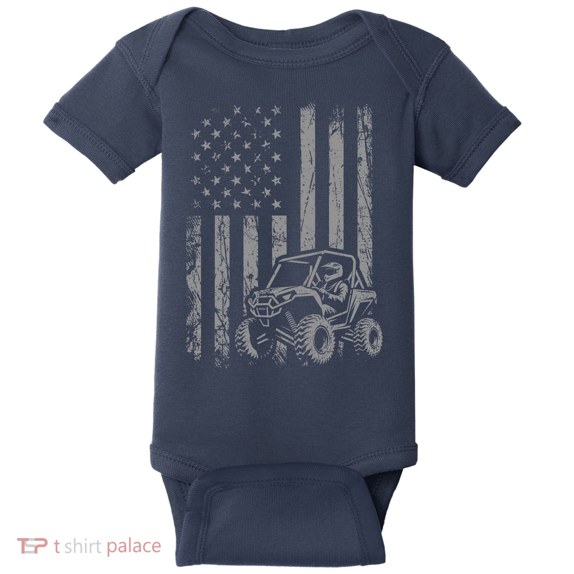 American Flag UTV Side By Side SXS Off Road Baby Bodysuit