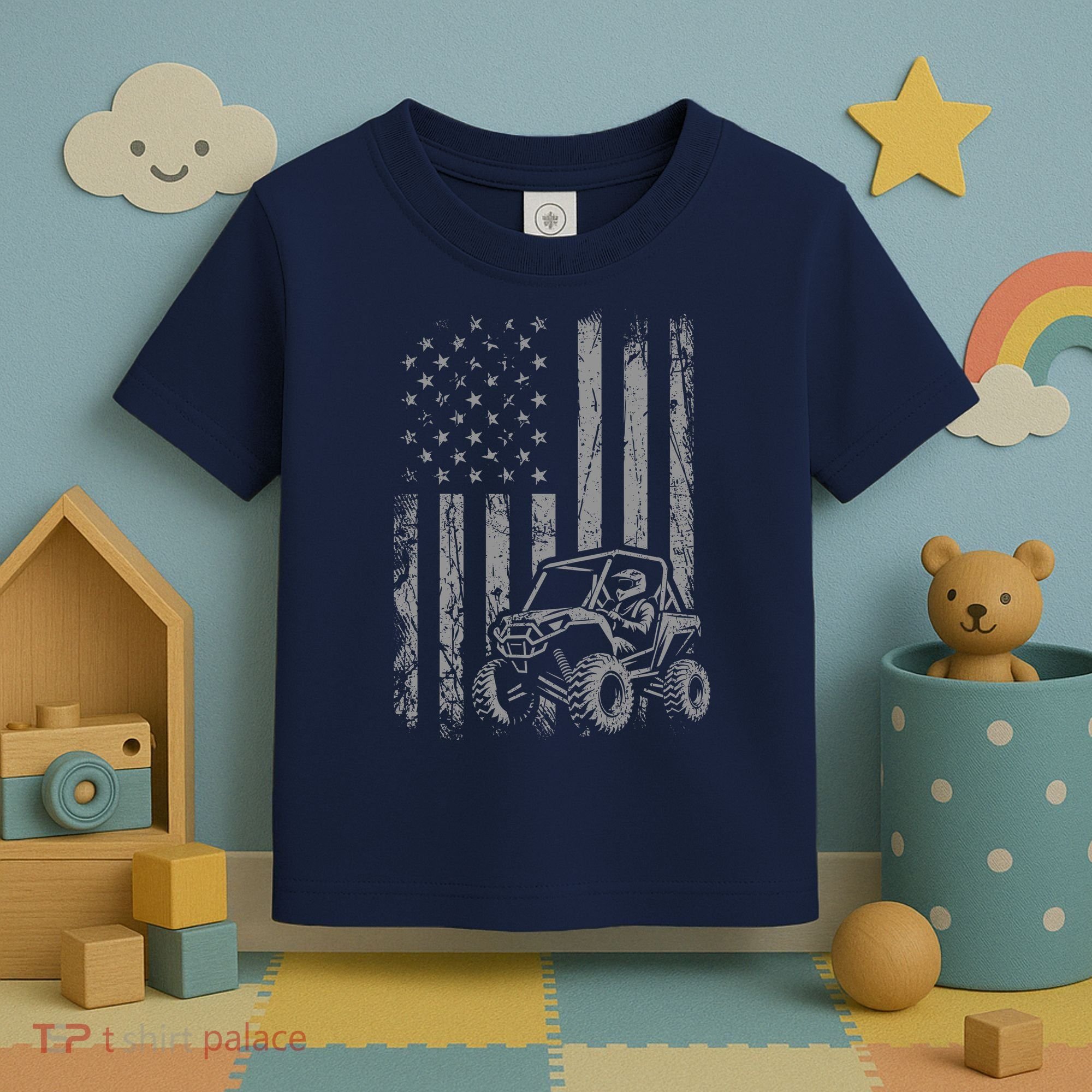 American Flag UTV Side By Side SXS Off Road Toddler T-Shirt