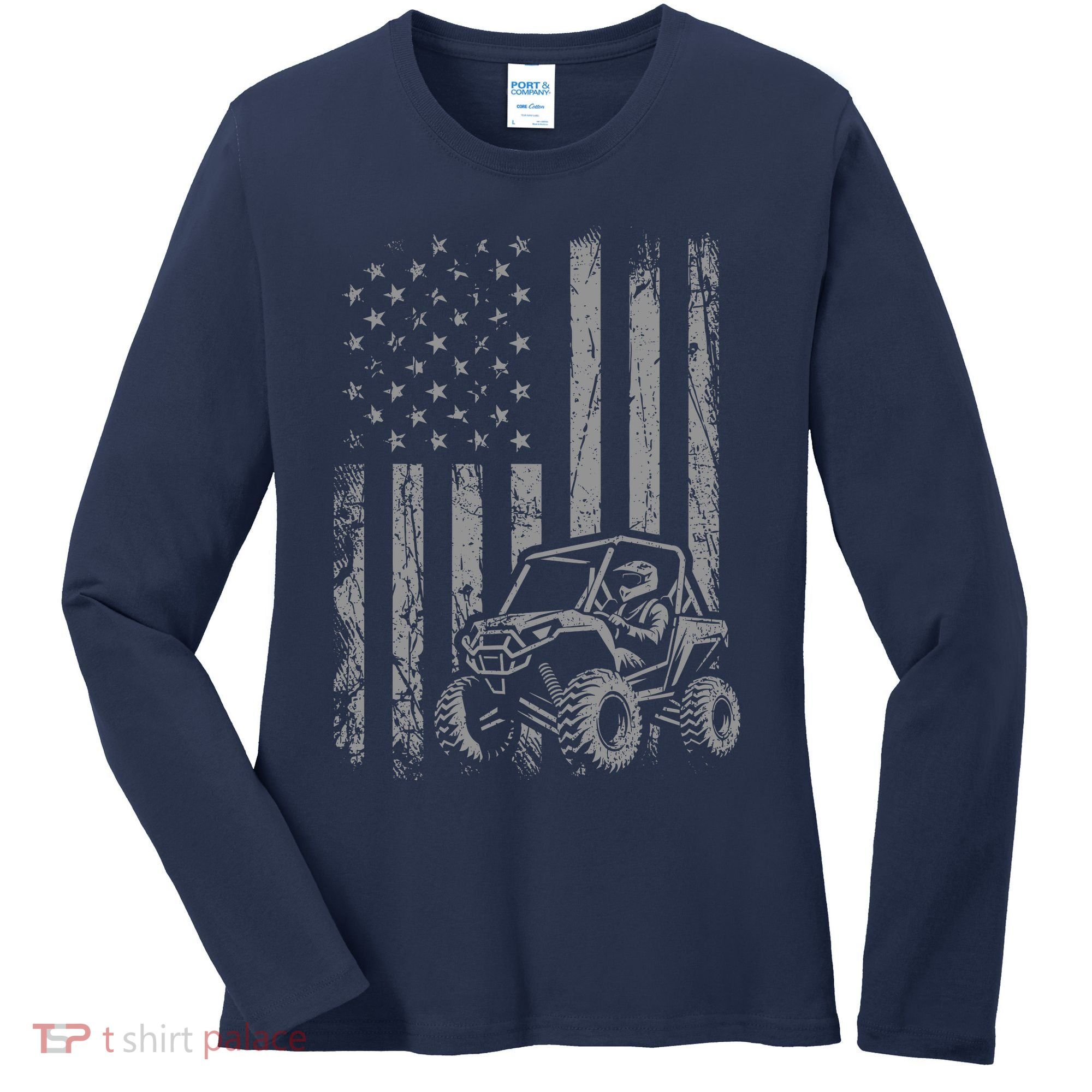 American Flag UTV Side By Side SXS Off Road Women's Long Sleeve Shirt