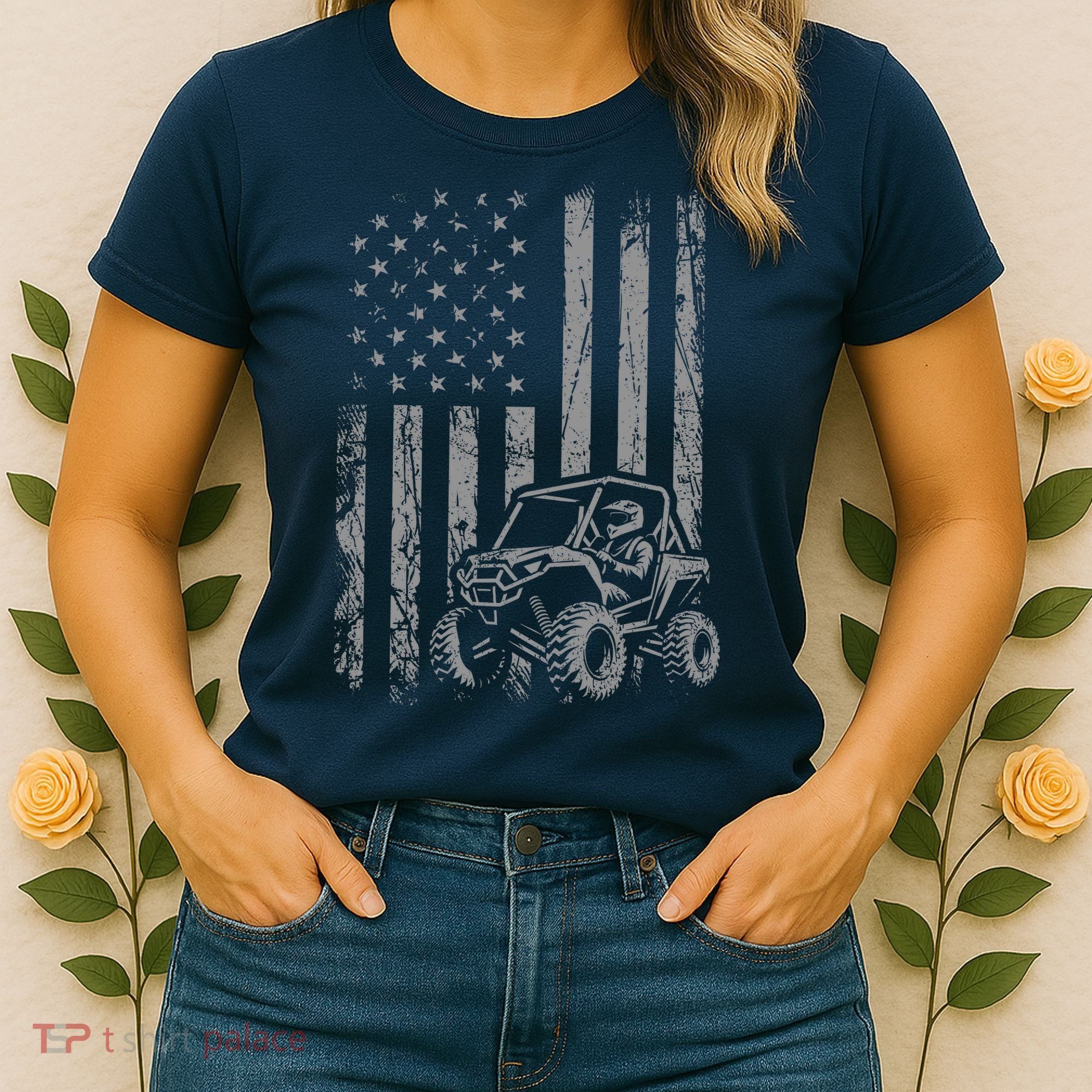American Flag UTV Side By Side SXS Off Road Women's T-Shirt