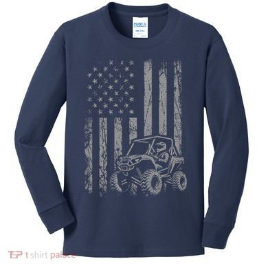 American Flag UTV Side By Side SXS Off Road Kids Long Sleeve Shirt