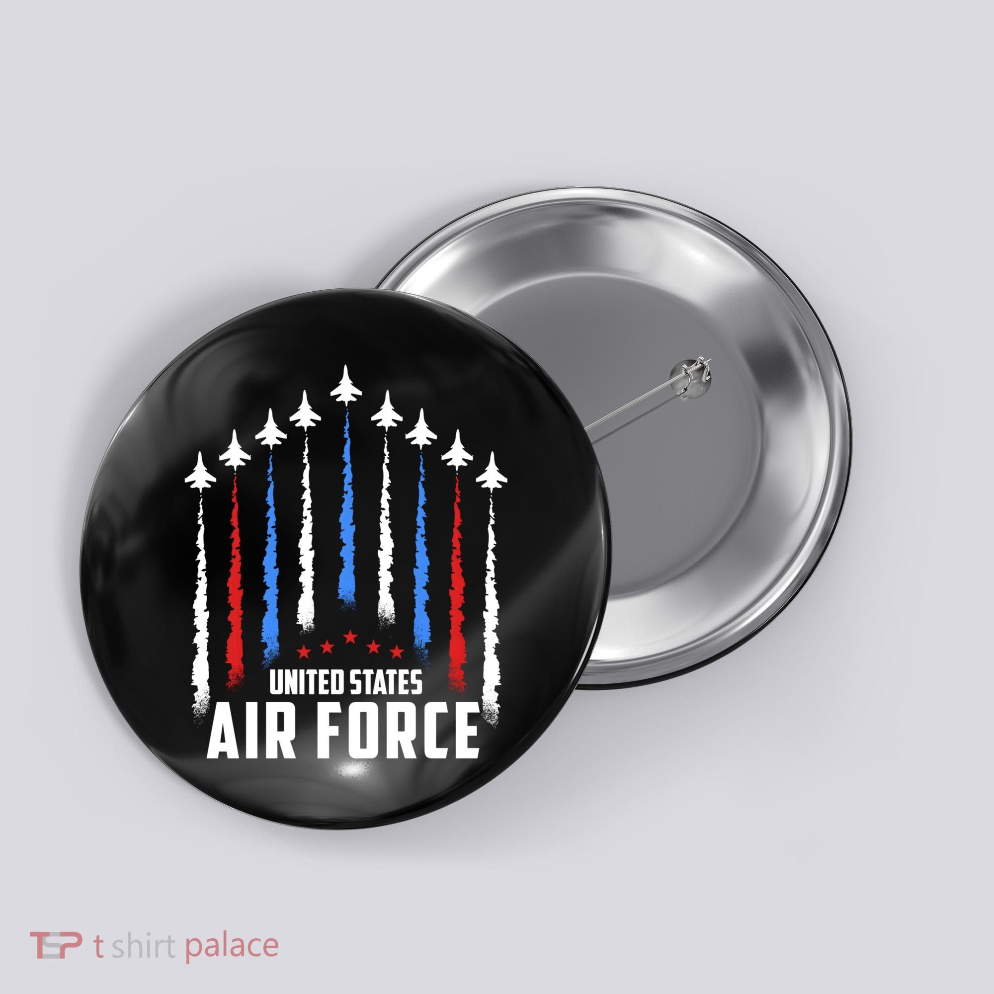 Air Force US Veterans 4th Of July American Flag Button