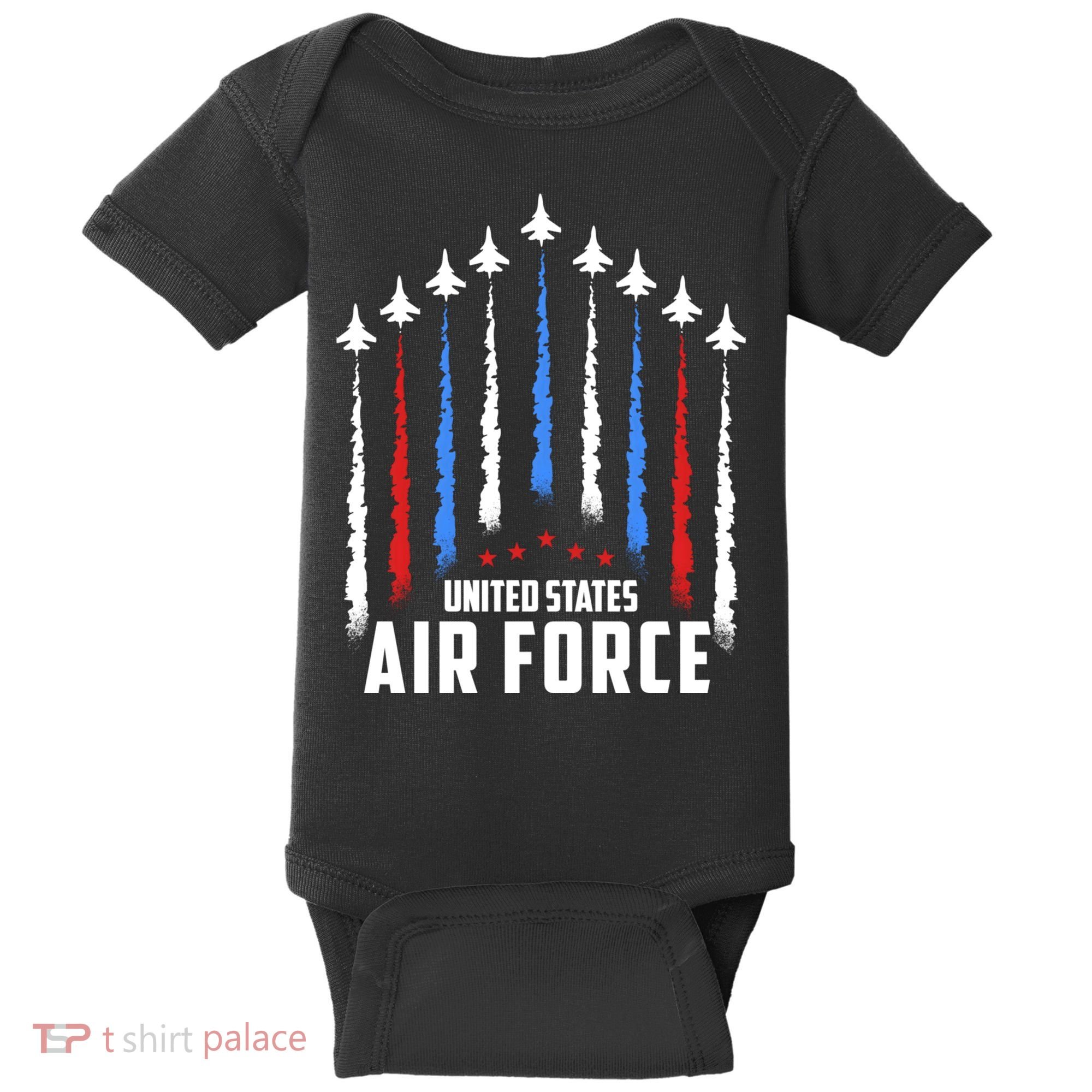 Air Force US Veterans 4th Of July American Flag Baby Bodysuit