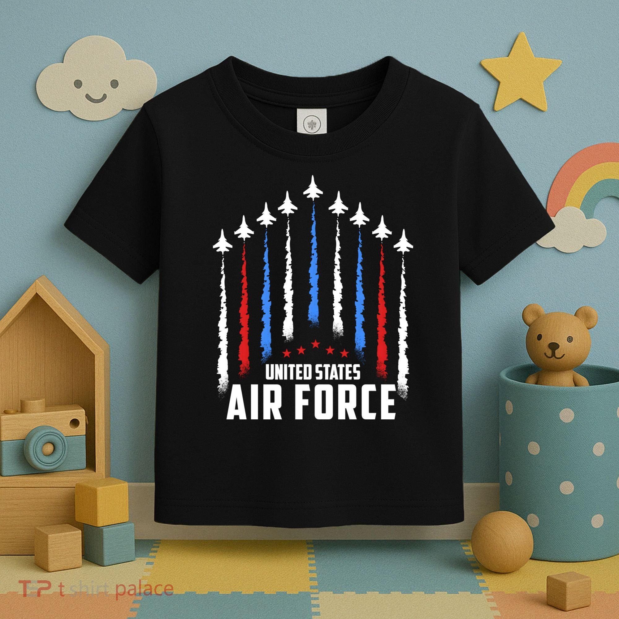 Air Force US Veterans 4th Of July American Flag Toddler T-Shirt